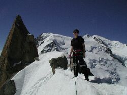 Am Cosmiques-Grat mit Blick zum Mont Blanc